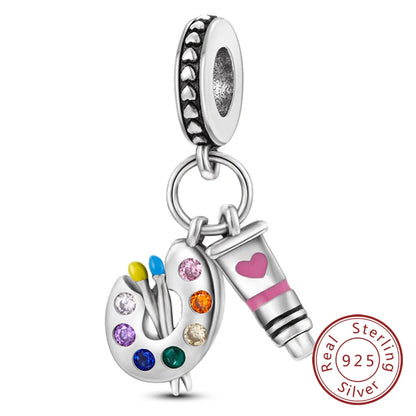 925 Sterling Silve Charms Beads Forever Love Heart Sister Family Life Charms Dangle For Bracelet Woman Jewelry Gifts - KTC434