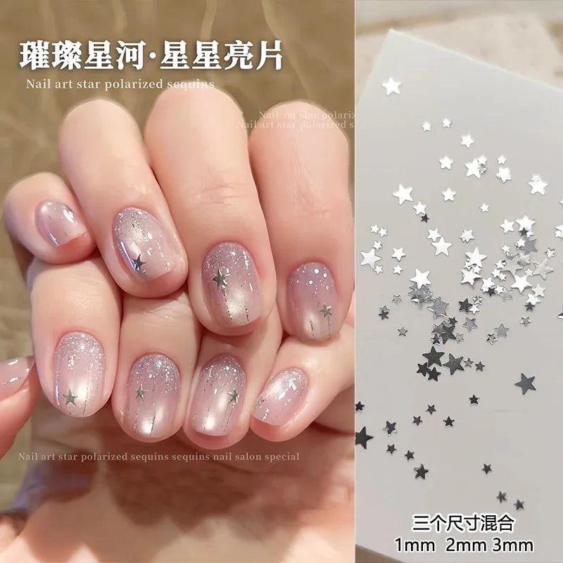 Mixed Star Nail Glitter Accessories Size Mixed Silver Pentagram Mini Color Ultra-thin Nail Patch Decoration