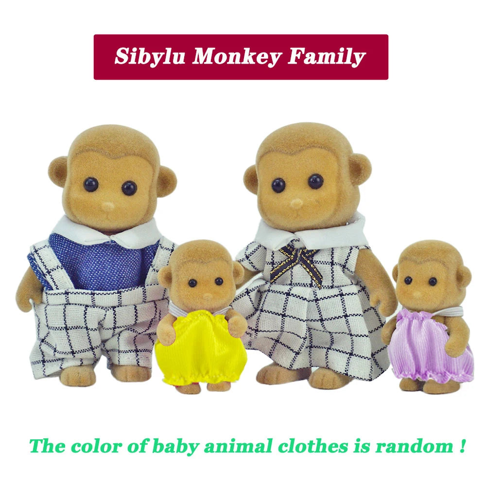 Rabbit Doll 1/12 Micro Dollhouse Reindeer Sheep Elephant Squirrel Family Kitchen Toy Miniature Furniture Set Girl Toy Gift - 