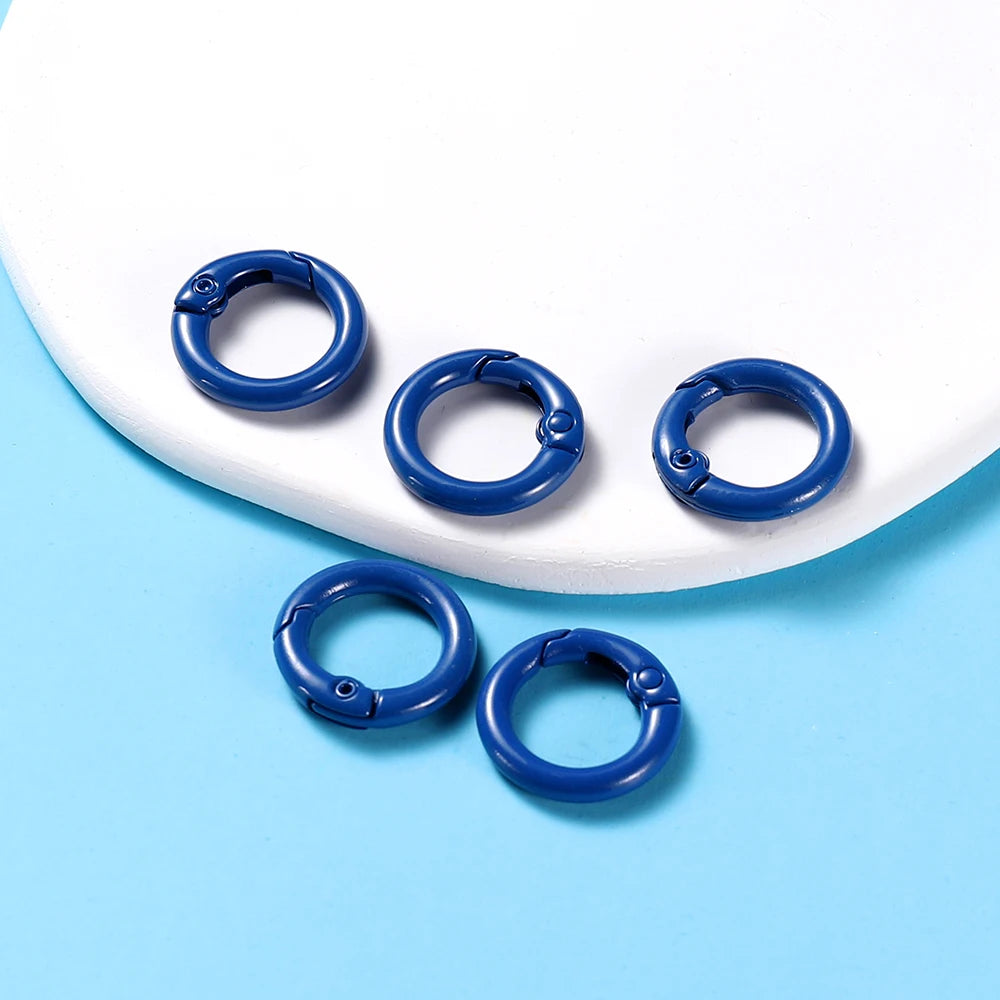 5Pcs/Lot 21 Colors Metal O Ring Spring Clasp Openable Round Carabiner Keychain Clips Hook Dog Chain DIY Jewelry Buckle Connec