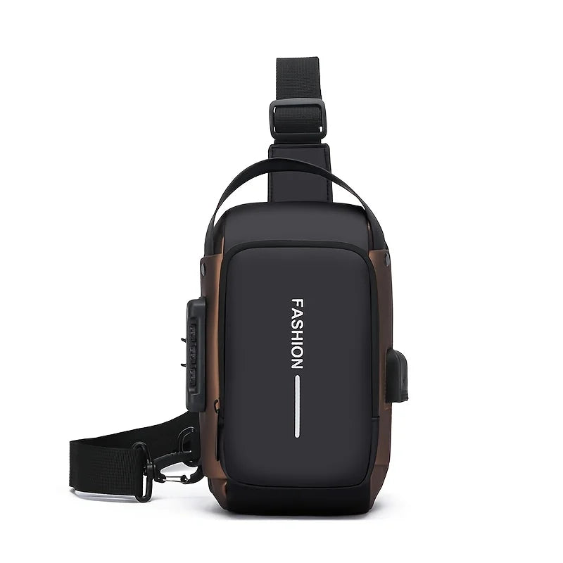 Durable Oxford Fabric Men's Sling Bag - Stylish Motorcycle Crossbody Chest Pack with Phone Pocket, Zip Closure for Daily Comm
