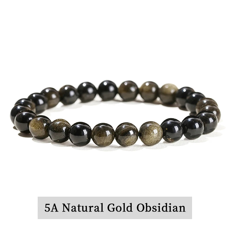 JD Natural Stone Beads Bracelet Amethyst Tiger Eye Crystal Quartz Agate Gem Beads Bangles Women Men Reiki Healling Jewelry Gi