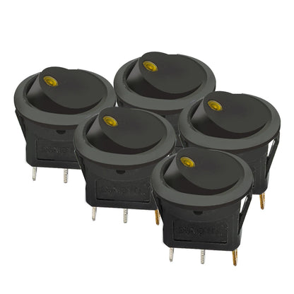 5 Pieces Car Pushbutton Switch 12V ON/OFF Luminescence Toggle Switches Round Rocker Dot Switch LED Light Waterproof - 20MM B 