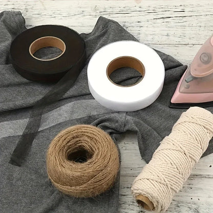 2roll Black White Double-sided Interlining Adhesive Fabric Clothes Iron On Hem Tape Interlining Web DIY Sewing Patchwork Acce