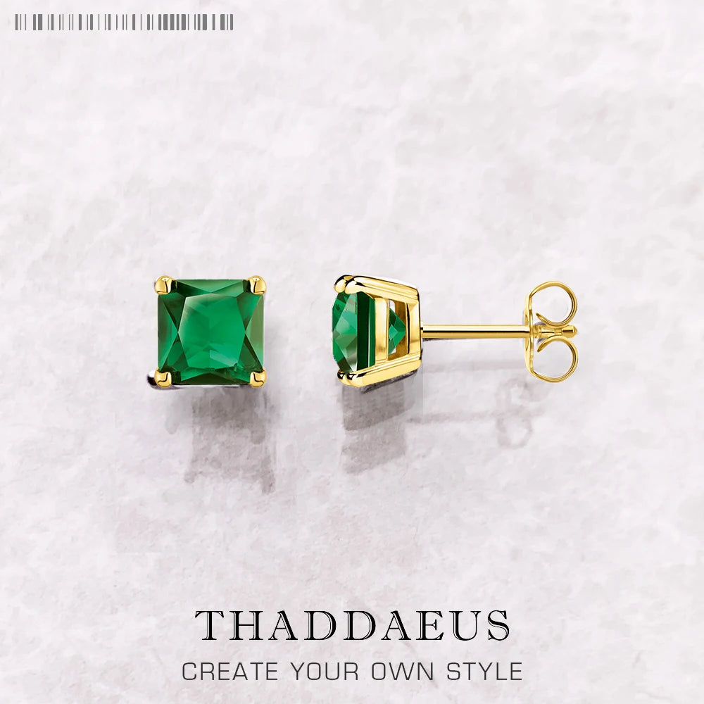 Studs Earrings Square Princess Cut Stone Europe Style Fine Jewerly For Women Trendy Gift In 925 Sterling Silver - G