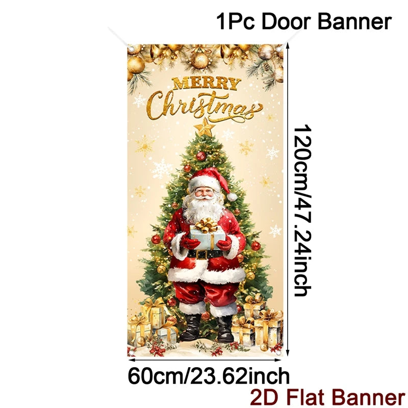Christmas Door Banner Merry Christmas Decor for Home 2025 Xmas Hanging Wall Door Decor Navidad Noel Happy New Year Gift 2026 