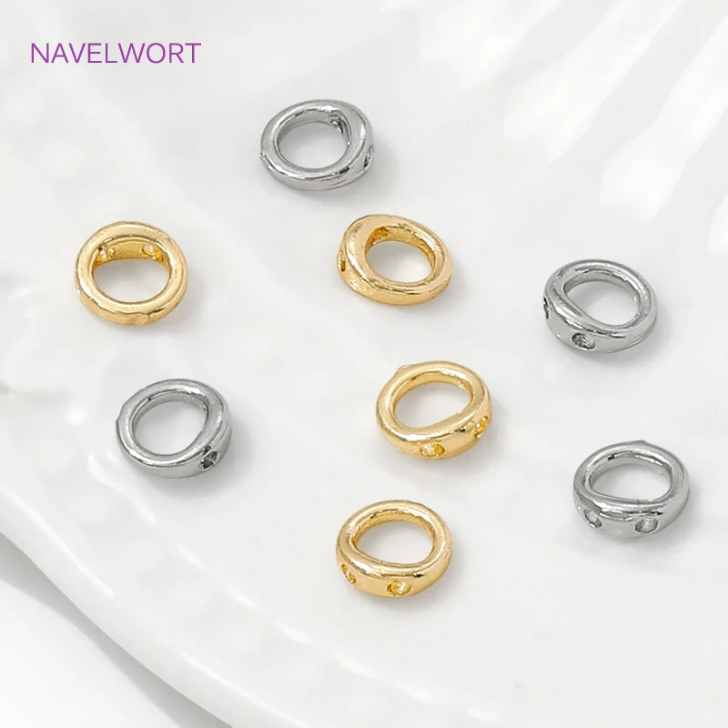 10/20Pcs 18K Gold Plated End Beads Tip,Brass End Caps For Jewelry Making,Connecting Rings For Jewelry,DIY Bracelets Accessori