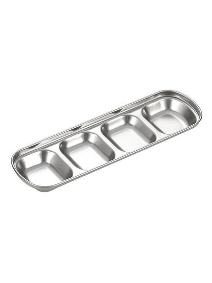 1/4 Pcs Stainless Steel Divided Seasoning Sauce Dip Bowl, 1/2/3/4 Compartment Korean Ketchup Sauce Bowl, Vinegar Soy Spice Co