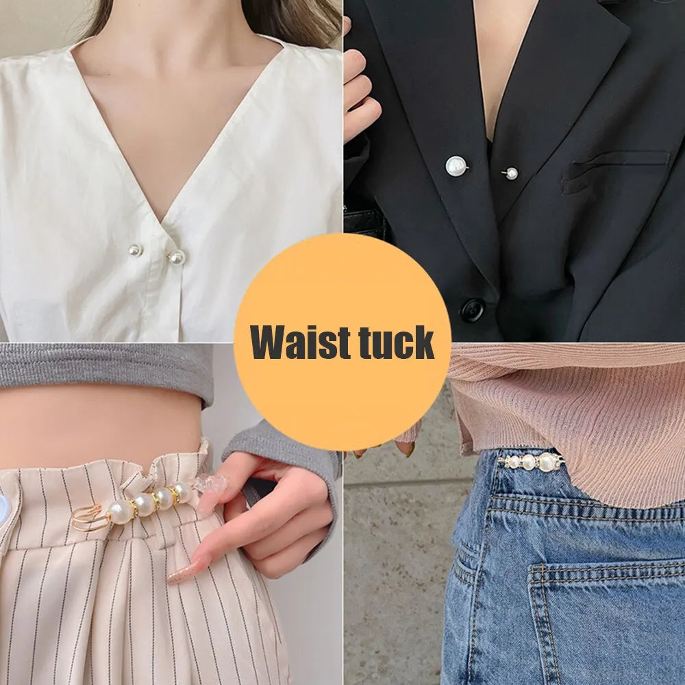 4PCS Waist Adjustment Uniform Clothing Extended Buckle And Waist Adjustment Buckle Pearl Broocated Fashion Decorative Accesso