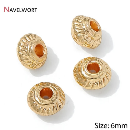 14K Gold Plated Oval Stripe Spacer Beads,Beads Separator,Brass Metal Flat Spacer Beads For Bracelet Necklace Making Accessori