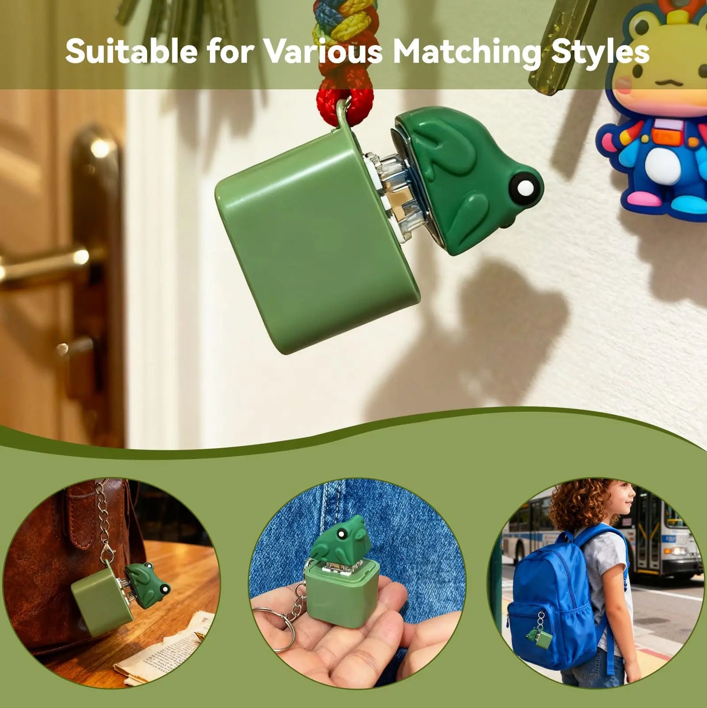 Croaking Frog Fidget Toy Keychain Rechargeable Frog Keychain with Sound & LED Lights, Funny Frog Keyboard Clicker Stress Reli