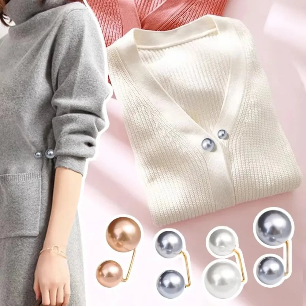 3/6/8Pcs Clothing Accessories Pearl Brooch Detachable Double Head Pin Waist Clip Jewelry Accessory Multifunctional Pants Pin