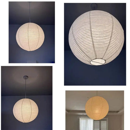 Hanging Paper Lampshade Light Fixture Classic Modern Pendant Light Lamp Cover Vintage Round Ceiling Light Cover Hotel Cafe