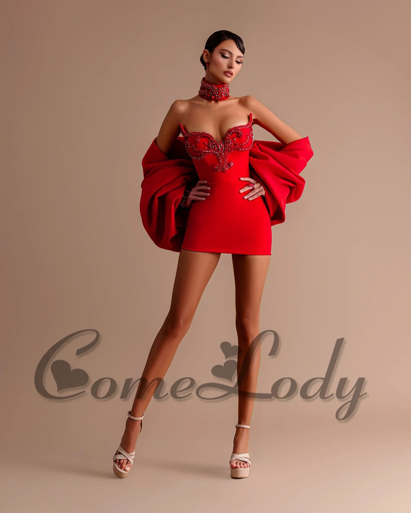Comelody Fashionable Graduation Dresses for Weddings Appliques Sweetheart Sheath Mini Cape Prom Vestidos De Gala Customized