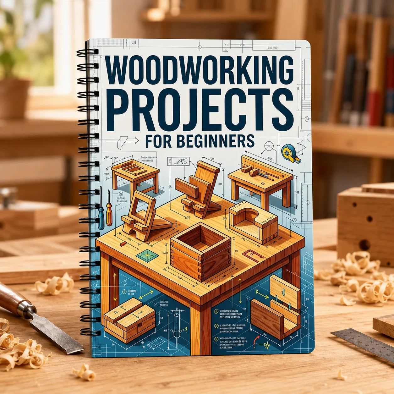 Beginner Woodworking Guide DIY Project Book Step by Step Wood Craft Manual for Adults Home Workshop Learning