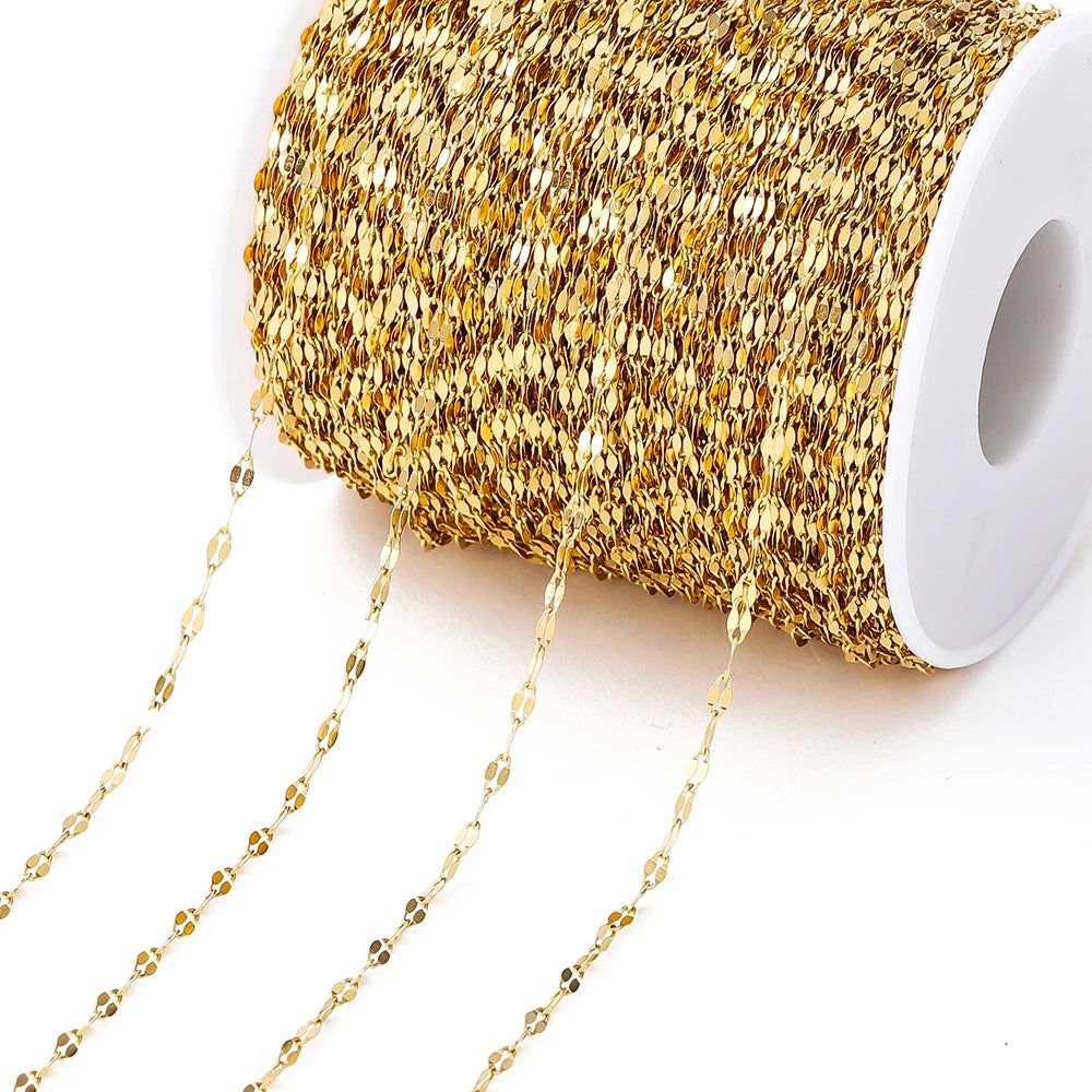 2Meters/Lot Stainless Steel Chains Gold Color Chain for Jewelry Making DIY Necklace Bracelet Accessories Lips Beads Beaded Ch