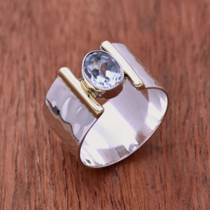 Vintage Trend Setting Zirconia Wide Face Geometric Women's Ring Niche Design Holiday Jewelry Accessories Gifts