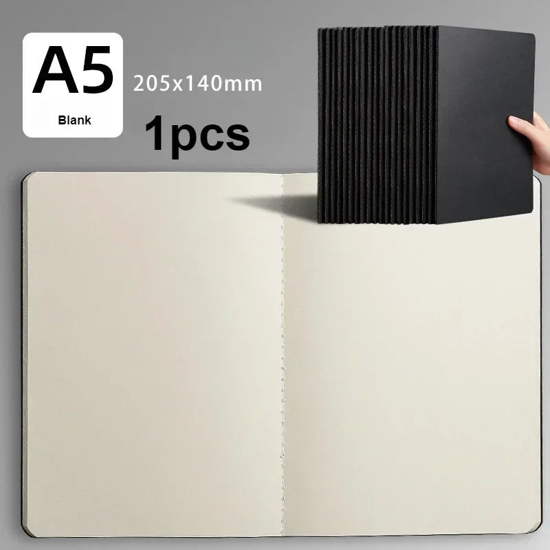 Notebook A5 Kraft Cover Vintage Diary Blank/grid/lined Stationery Planner Writing Paper for Students School Office Supplies -