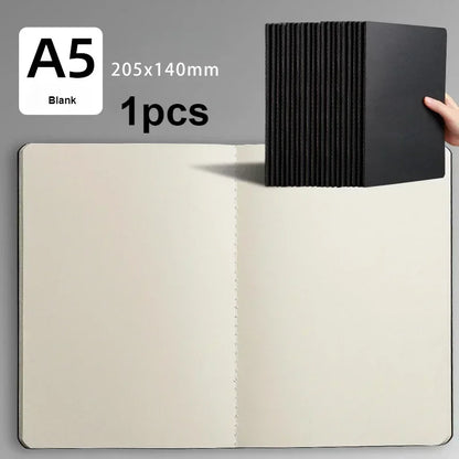 Notebook A5 Kraft Cover Vintage Diary Blank/grid/lined Stationery Planner Writing Paper for Students School Office Supplies -