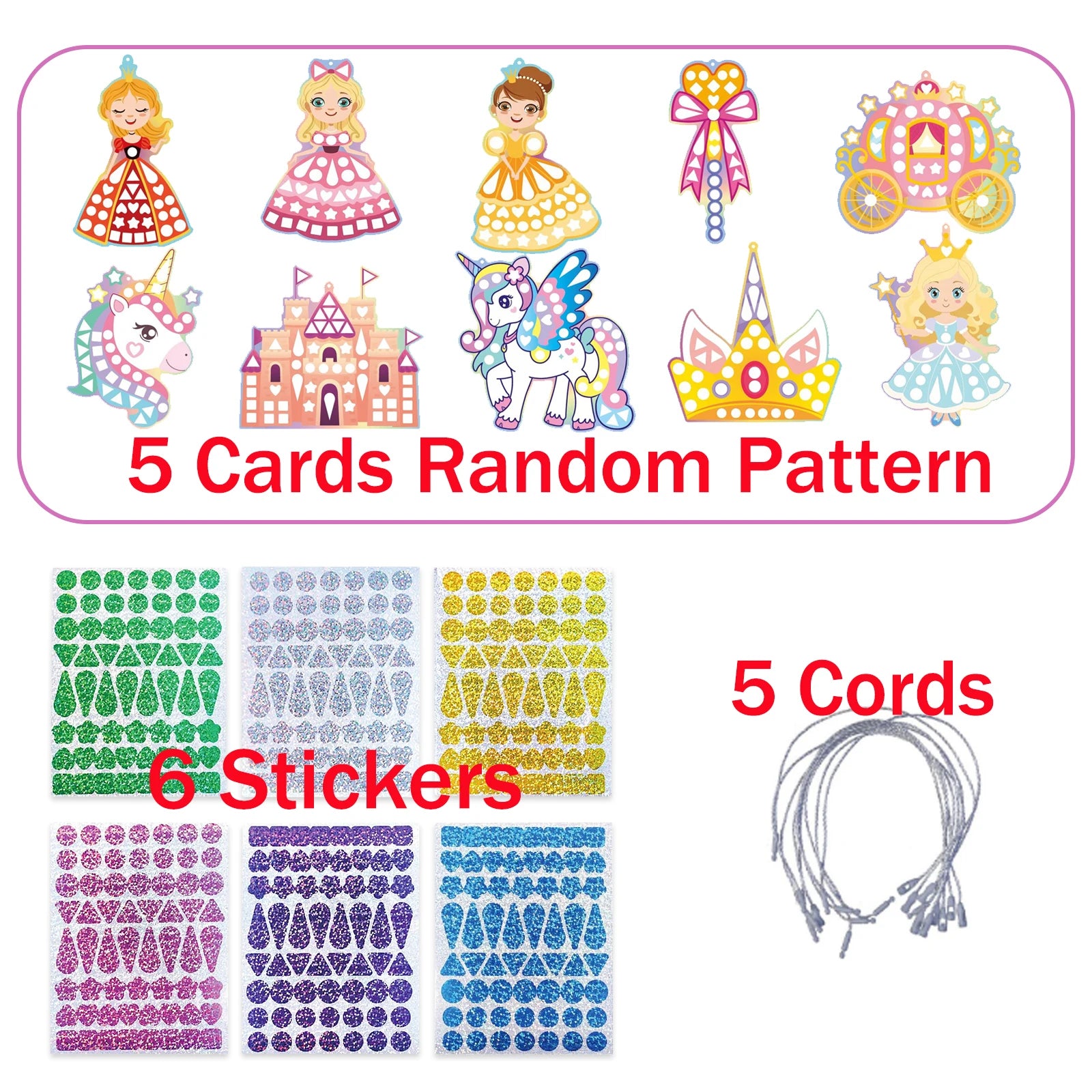 Holographic Mosaic Princess Mermaid Art Set DIY Craft Kit Foil Stickers For Birthday Gift For Travel Gift DIY Decor - A