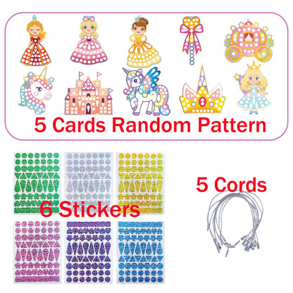 Holographic Mosaic Princess Mermaid Art Set DIY Craft Kit Foil Stickers For Birthday Gift For Travel Gift DIY Decor - A