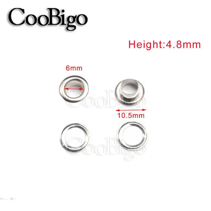 100 Sets Metal Eyelet Grommet Ring Kit for Garment Canvas Sewing Accessories Silver 2mm 3mm 4mm 5mm 6mm 8mm 10mm 12mm 14mm 17