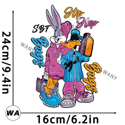 Cartoon Ducks and Rabbits DTF Transfers Ready to Press Iron on Transfers for T Shirts Patch Transfer Patches Clothes Iron Pat