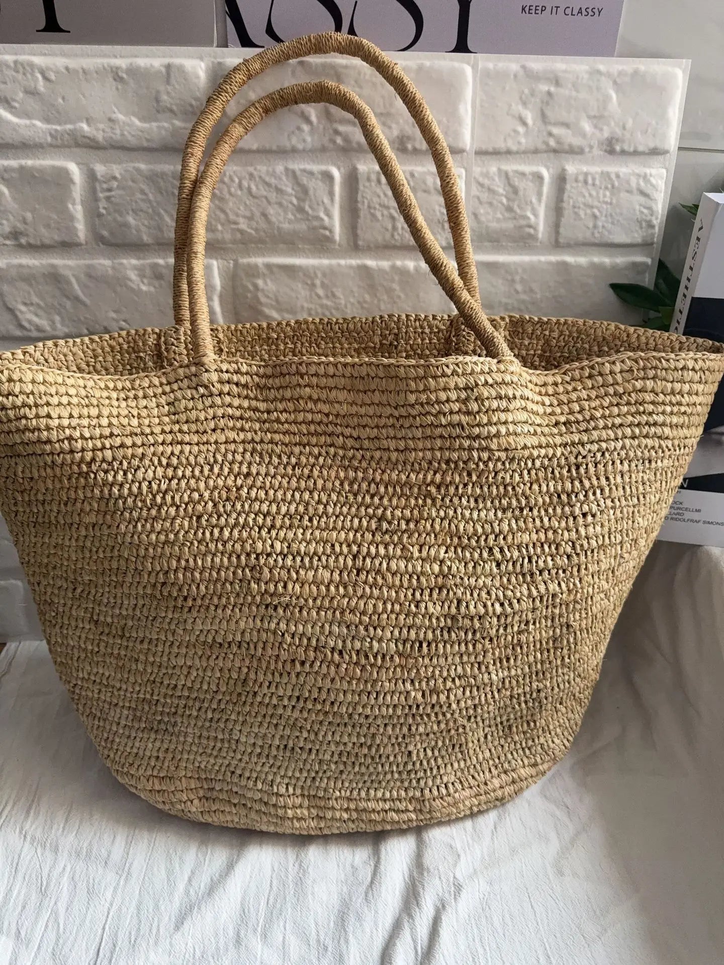 2026 Large Handwoven Rattan Tote Bag for Women Natural Straw Beach Bag Purse Luxury Shoulder Bags Handbag Summer