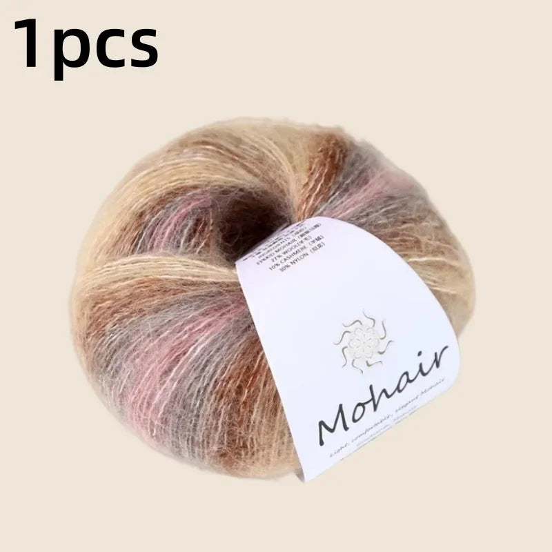 Crochet Yarn, Gradient Mohair Soft Cotton Yarn, DIY Knitting Yarn for Baby Sweater, Baby Hat, Cozy Scarf Projects