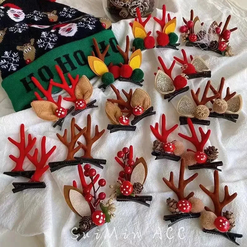 Cute1Pair Deer Antler Hair Clip Children Featival Decoration Headwear Accessories Best Friend Girls Gifts Head Hairpin Trinke