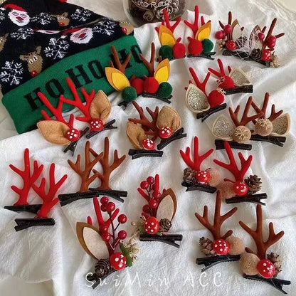 Cute1Pair Deer Antler Hair Clip Children Featival Decoration Headwear Accessories Best Friend Girls Gifts Head Hairpin Trinke