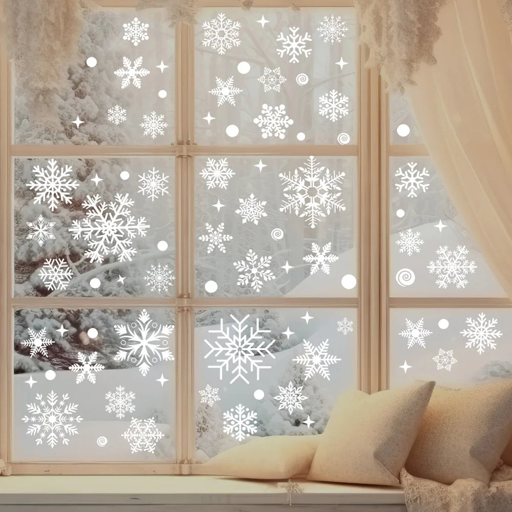 Christmas Snowman Snowflake Santa Claus Wall Sticker New Year Glass Window Decoration Mural Room Home Decor Electrostatic Dec