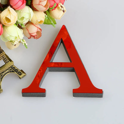 20cm Acrylic Mirror English Letters Wall Stickers Birthday Festival Party Wedding Home Decor Self-adhesive Alphabet Art Mural