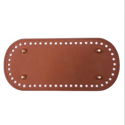 22x10cm Long Bottom for Knitted Bag PU leather Bag Base Handmade Bottom With Holes Diy Crochet Bag Bottom accessories - Brown
