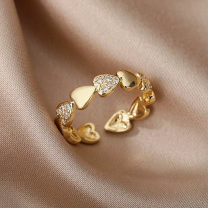 Zircon Geometric Heart Rings For Women Stainless Steel Gold Color Wedding Ring Luxury Aesthetic Jewlery Couple Gift 2025 - JZ