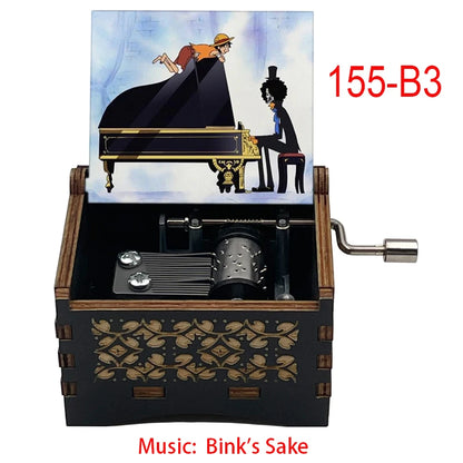 Bink's Wooden Painted Music Box Anime Carved Musical Box Desktop Decoration Sake Melody Christmas Birthday Gift
