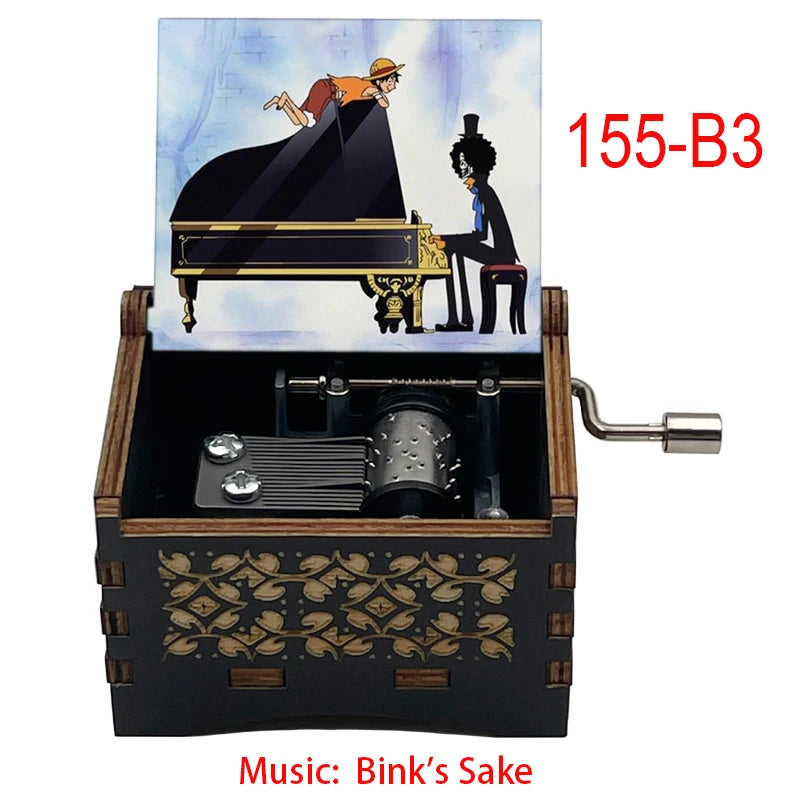 Bink's Wooden Painted Music Box Anime Carved Musical Box Desktop Decoration Sake Melody Christmas Birthday Gift - 155-B3-hand