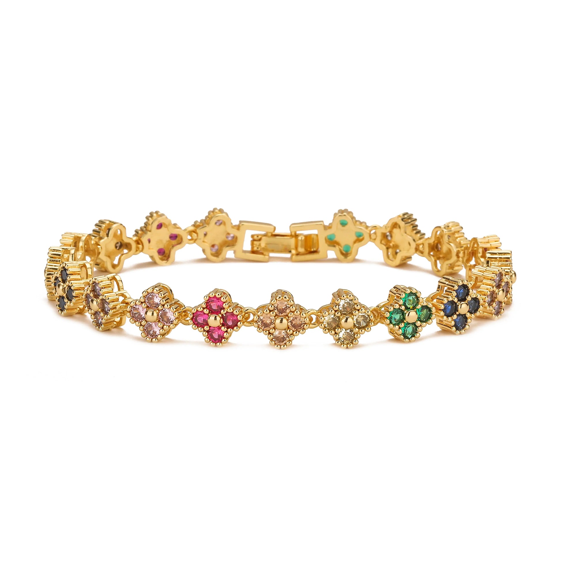 HECHENG,AAAAA Brass 18K gold-plated Flower Necklace Bracelet Jewelry Set ，for Christmas gift for women and best friend - muti