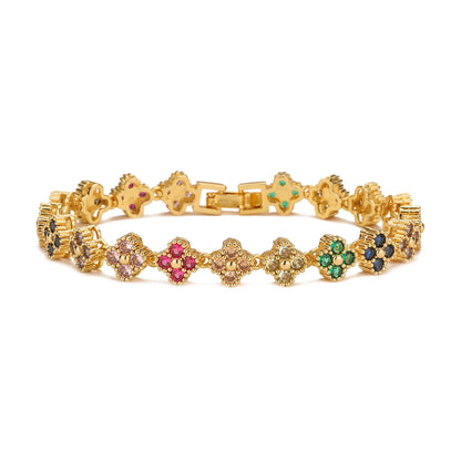 HECHENG,AAAAA Brass 18K gold-plated Flower Necklace Bracelet Jewelry Set ，for Christmas gift for women and best friend