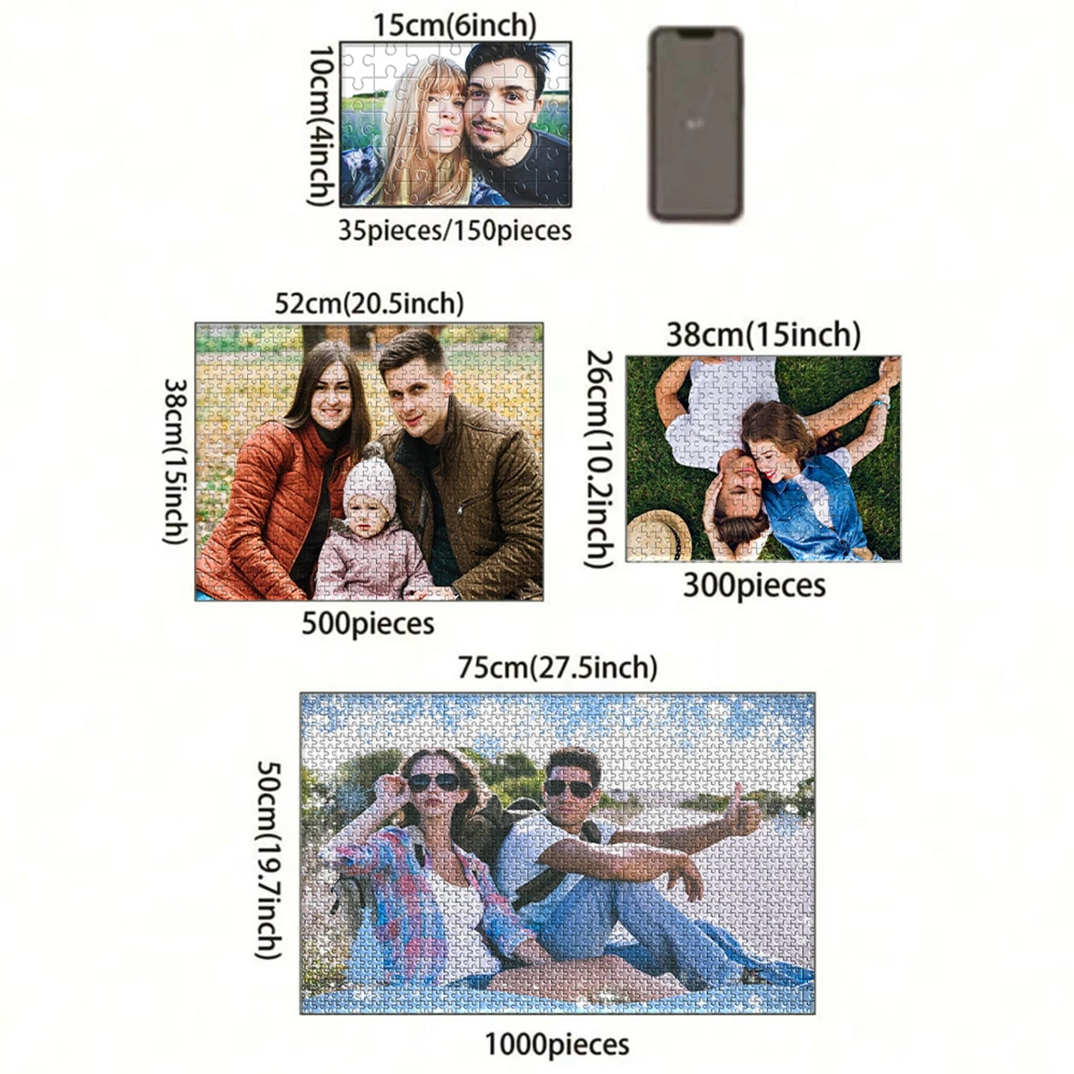 35/300/500/1025pcs Personalized Custom Photo Puzzle Friend Upload Photo For Customized Puzzle Unique Gift For Family Friends 