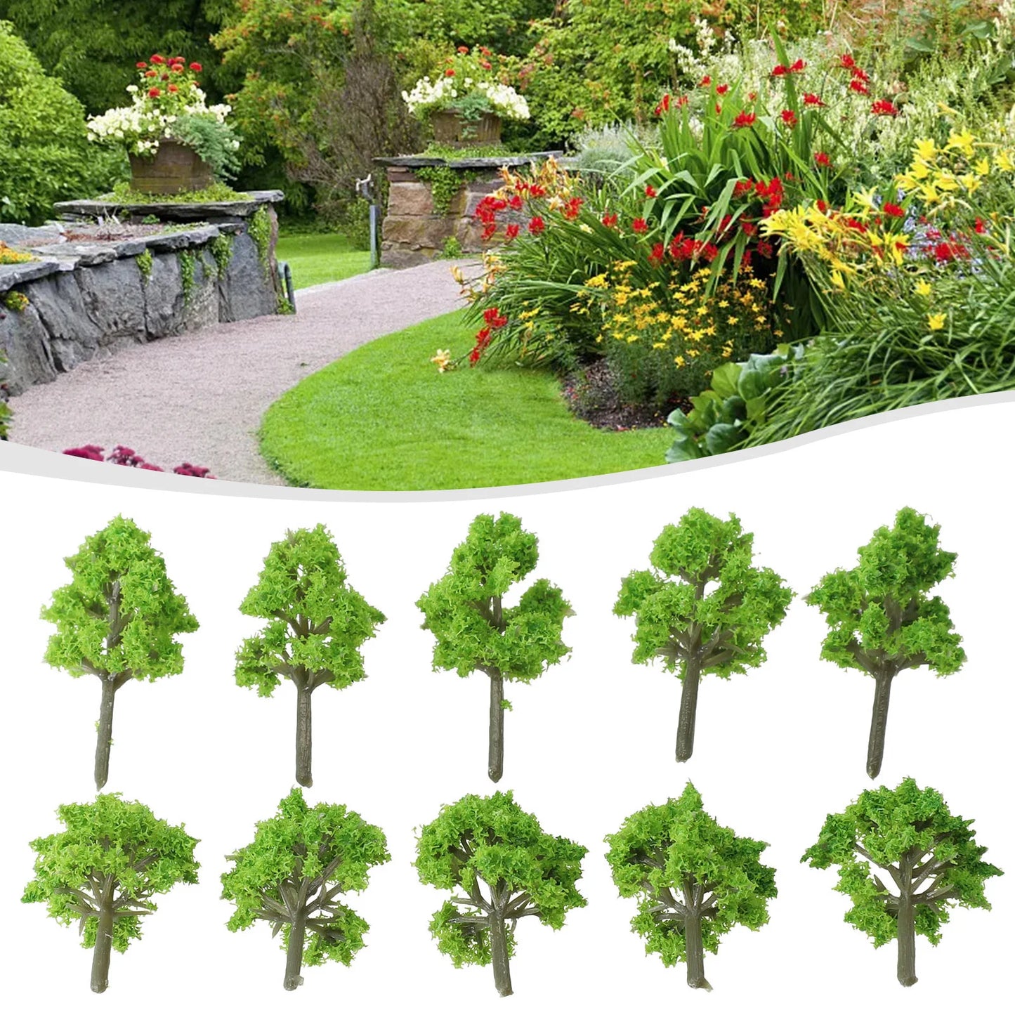 10pcs 4CM Model Trees Train Railroad Layout Diorama Wargame Scenery Miniature Tree Decoration