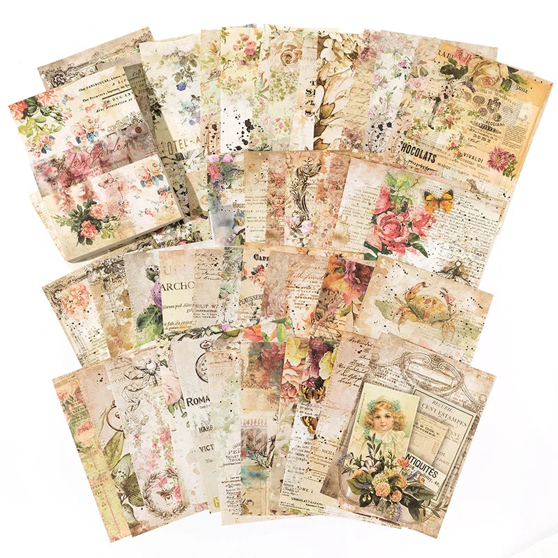 100 pcs Vintage material Diary Album background paper DIY decoration colored paper Scrapbooking Junk Journal Stationery Suppl