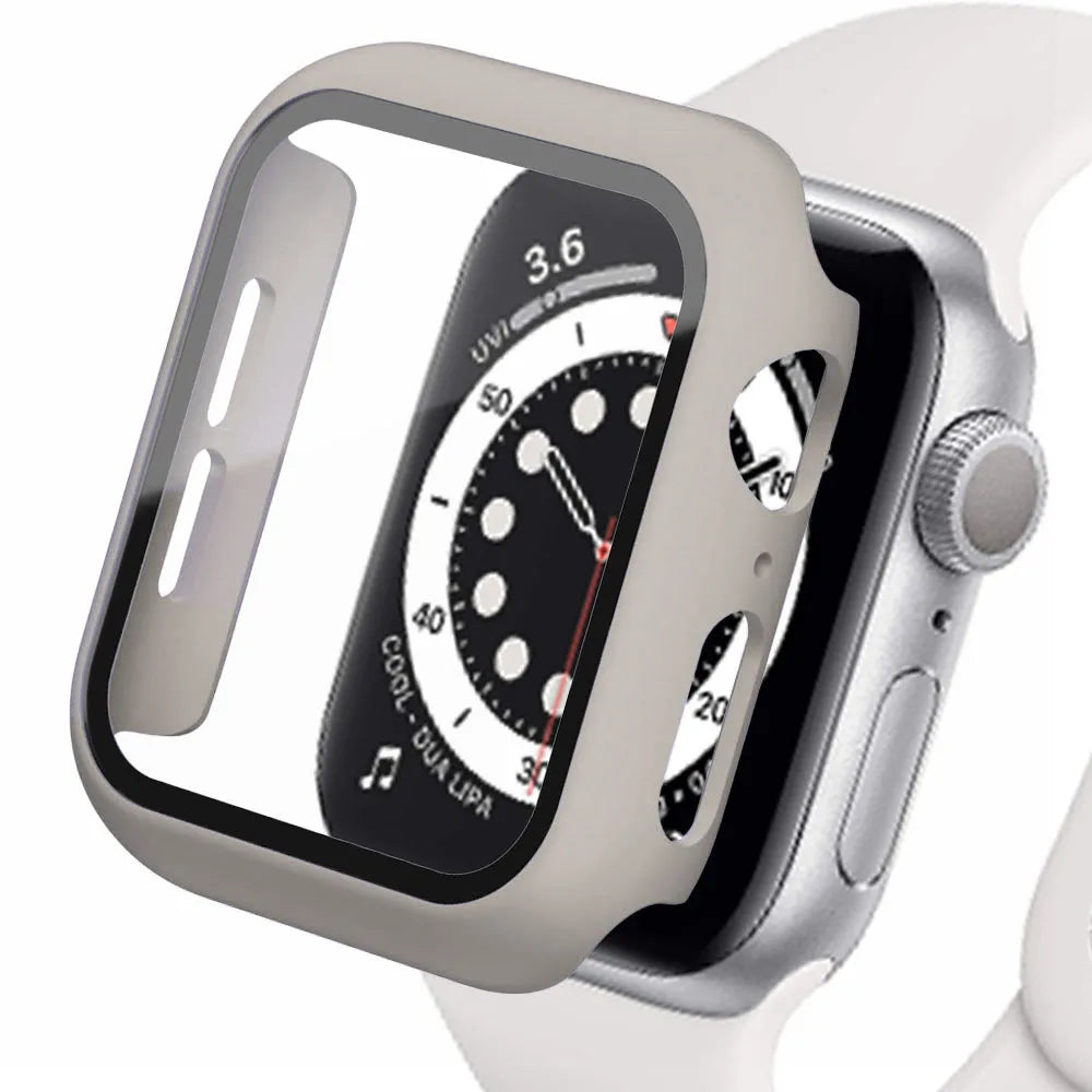 Tempered Glass+cover For Apple Watch Accessories 45mm 41mm 44mm 40mm 42mm Screen Protector Apple watch Case serie 9 4 5 6 SE 