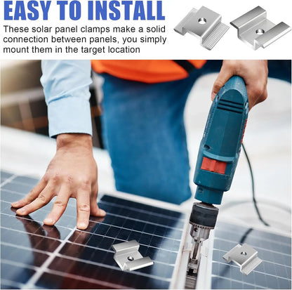48/24/12pcs Solar Panel Mid Clamps Photovoltaic Panel Bracket PV Panel Mid Clamp Aluminum Solar Clips For Fixed 35-50mm Frame
