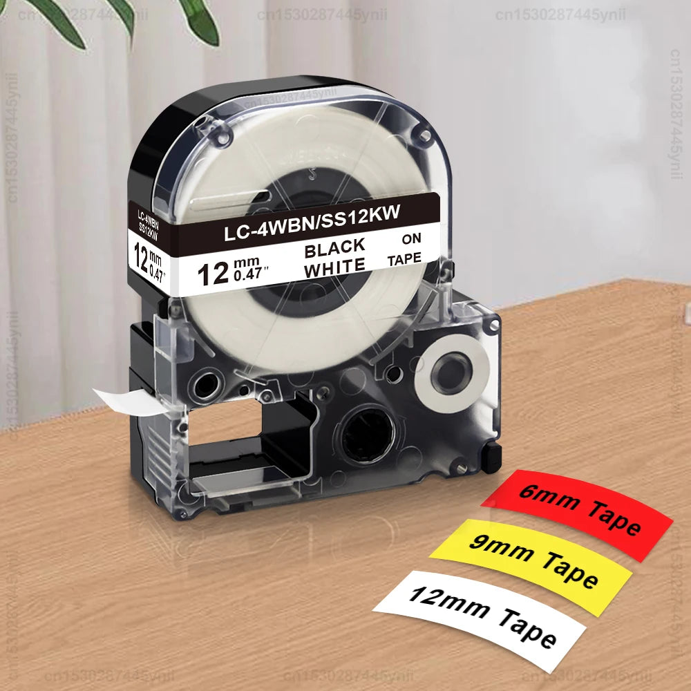 6/9/12mm Compatible Epson KingJim Label Tape SS12KW SS9KW SS6KW ST12KW SC12YW SD12KW SM12ZW for Epson LW-300 LW-400 Label Mak