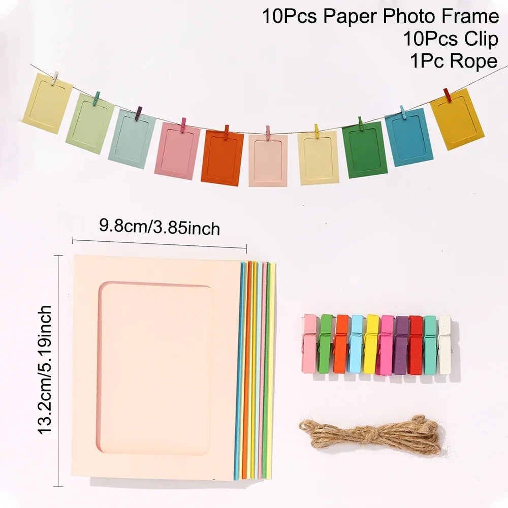Photo Frame Clip Photo Wall Happy Birthday Banner Wedding Anniversary Decor 1st Birthday Picture Frame Garland - Multicolor
