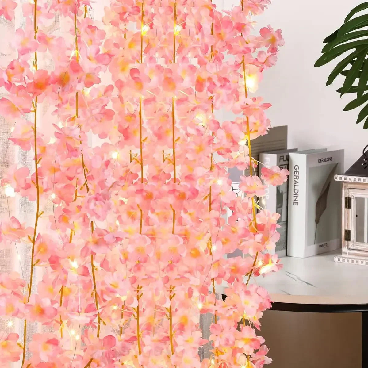 2M 20LEDs Cherry Blossom String Light Garland Artificial Flower Vines Fairy Lights for Bedroom Wedding Party Holiday Decorati