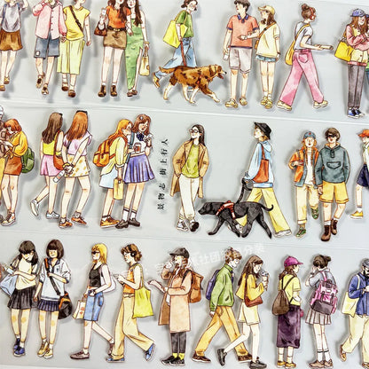 Washi Pet Tape A598 Street Pedestrian Scenery People Antique Scrapbook Collage Diy Cards Stickers Diy Card