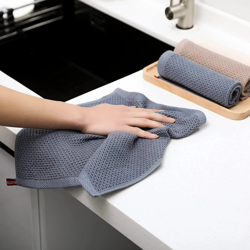 New 100% Cotton Dishcloth Ultra Soft Absorbent Kitchen Towel Household Cleaning Cloth Kitchen Tools Gadgets Wash Cloth Dish R
