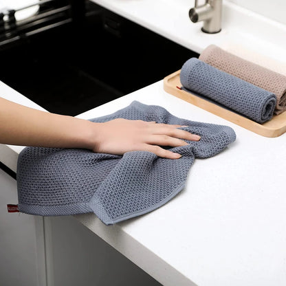 New 100% Cotton Dishcloth Ultra Soft Absorbent Kitchen Towel Household Cleaning Cloth Kitchen Tools Gadgets Wash Cloth Dish R